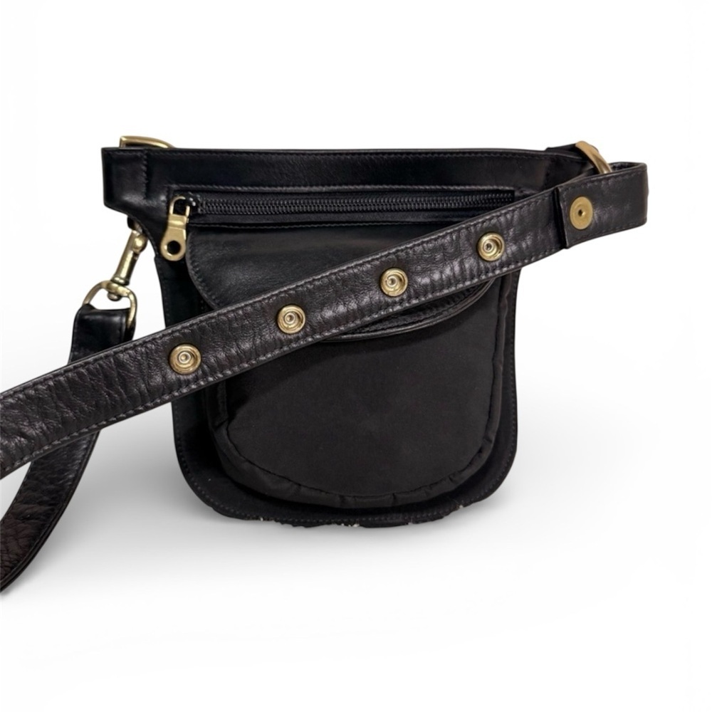 Holt Renfrew Leather Canvas Belt Bag